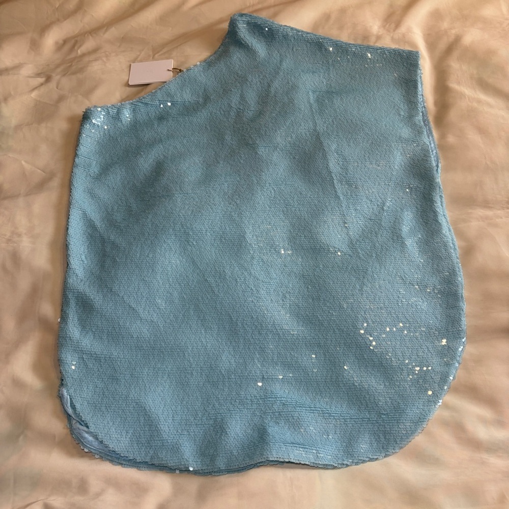 NEW! The Frankie Shop- Gloria Sequin One Shoulder Dress Size Small Sky Blue - Picture 6 of 10
